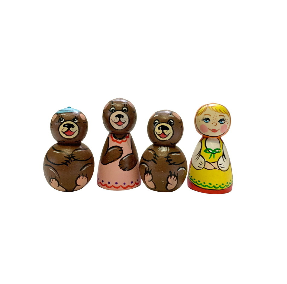 Кукольный театр, деревянный. Три медведя развивающие деревянные народные игрушки-животные из сказки для #1