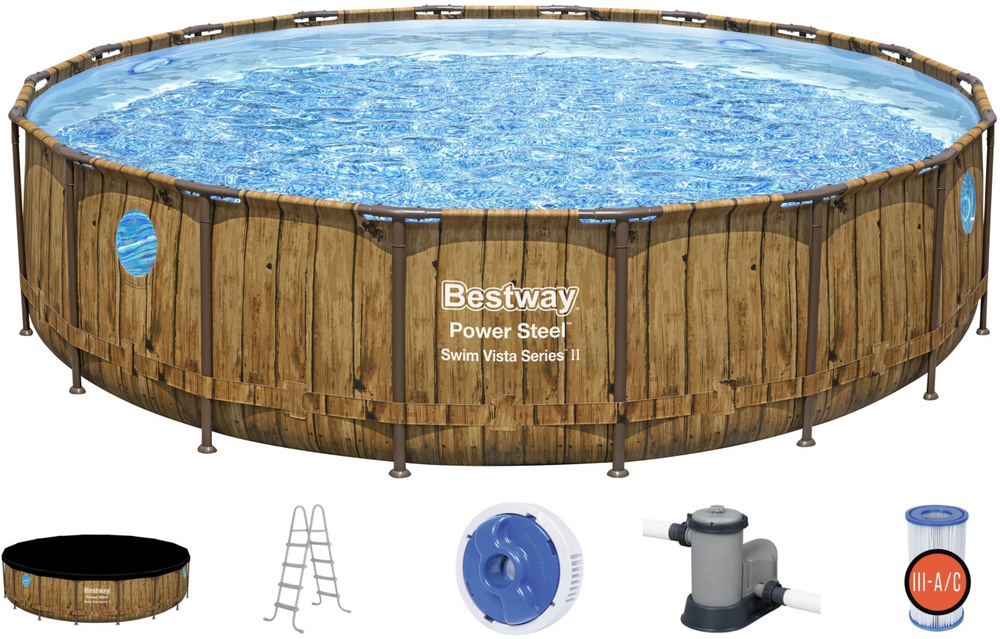 Бассейн Bestway каркасный Power Steel Swim Vista 549х122см 23062л 56977, фильтр-насос 58389, совместим #1