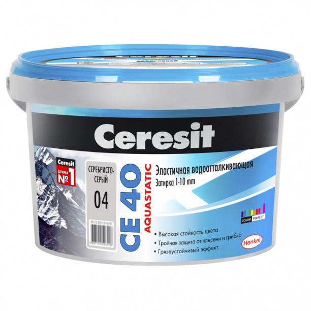 Затирка Ceresit CE 40 1-10 мм серебристо-серая 2 кг #1