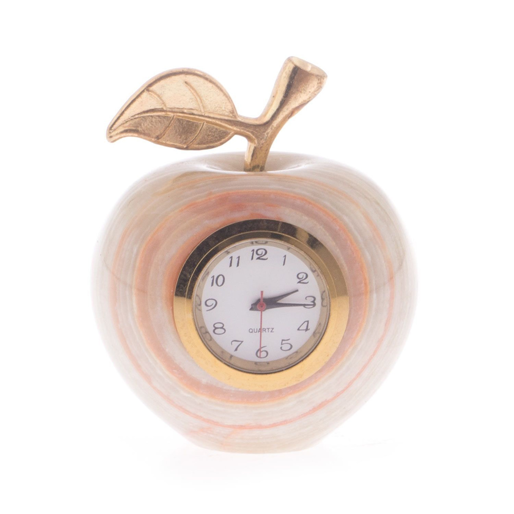 Часы сувенирные "Яблоко" камень оникс 5,2х6,1 см (2)/ часы настольные / каминные часы / декоративные #1