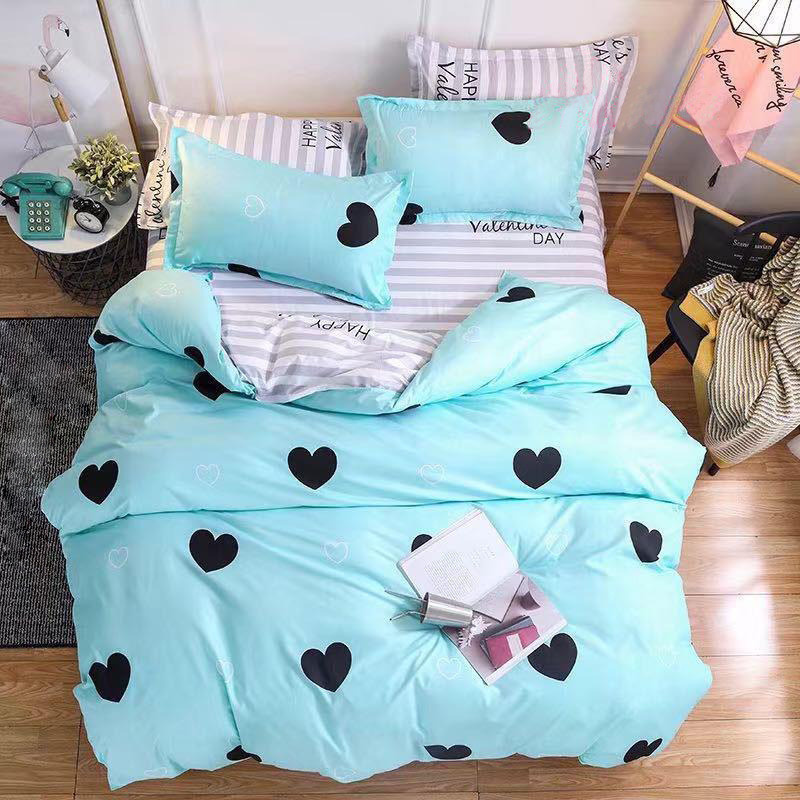 Комплект постельного белья Aimee Blue Hearts, 2-х спальный, Сатин, наволочки 70x70  #1