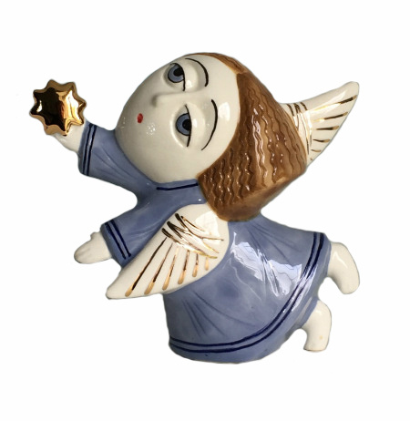 Ангел со звездой Рождество фарфоровая статуэтка #1