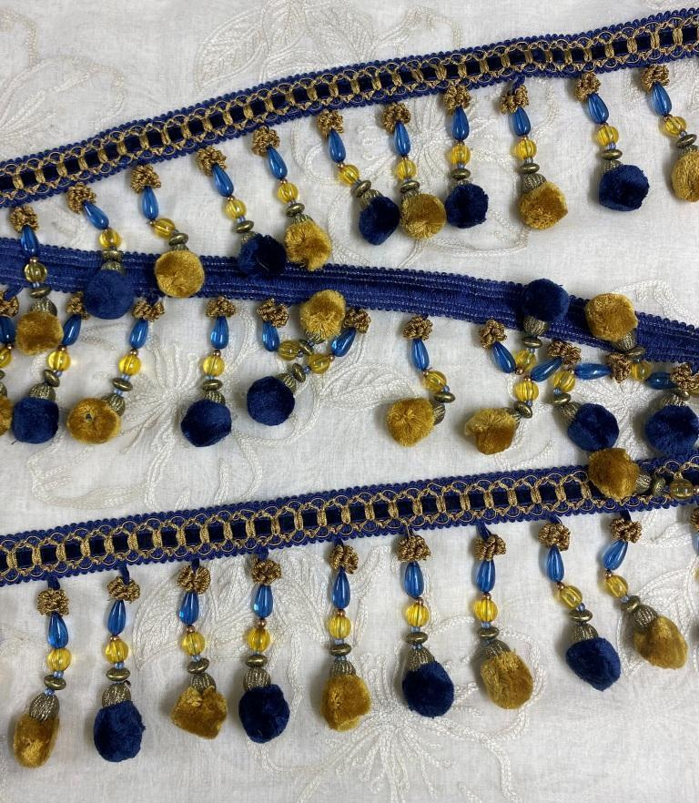 Бахрома-тесьма с бусинами и помпонами - купить с доставкой по выгодным ...