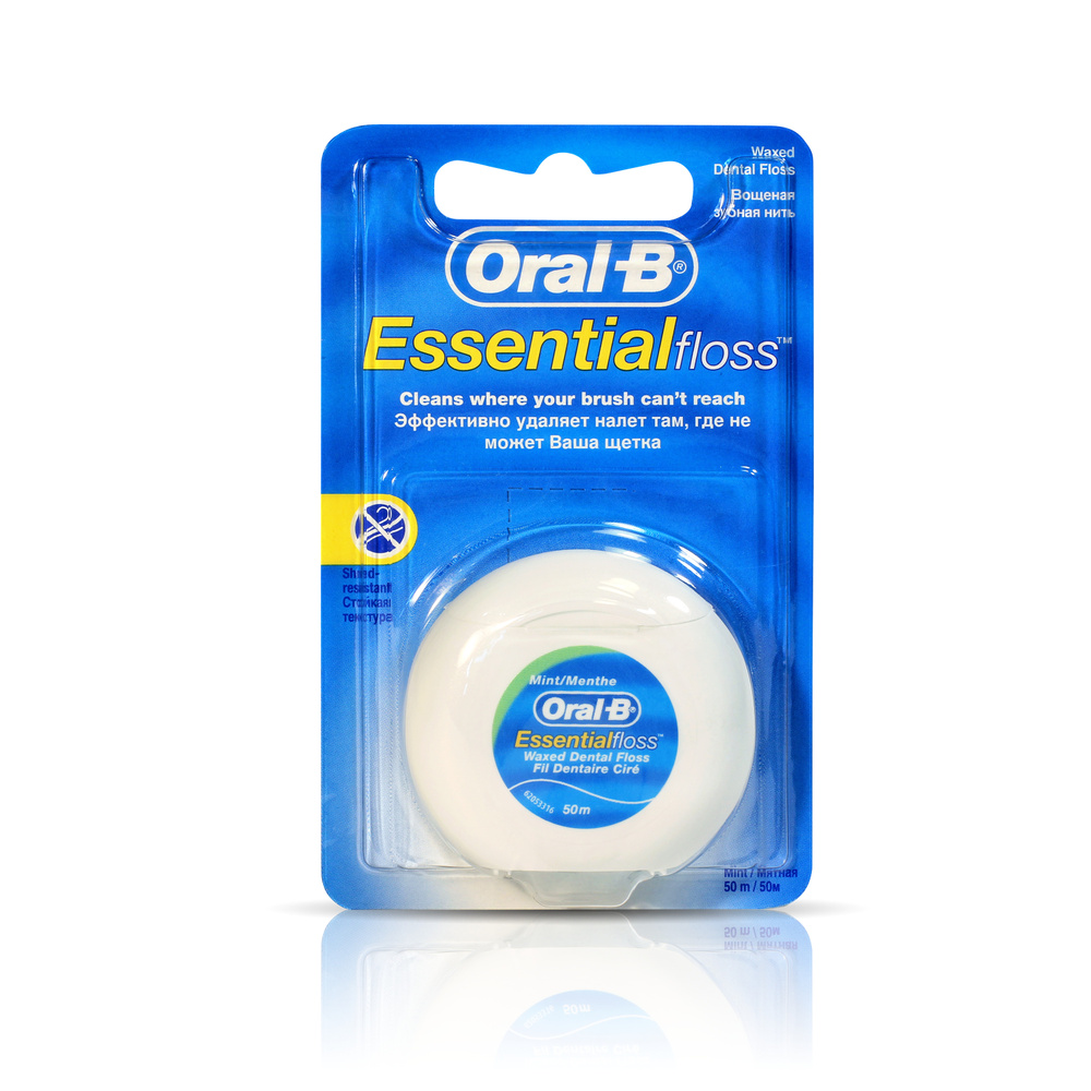 Oral-B Essential Floss Зубная нить вощеная, Мята 50 м #1