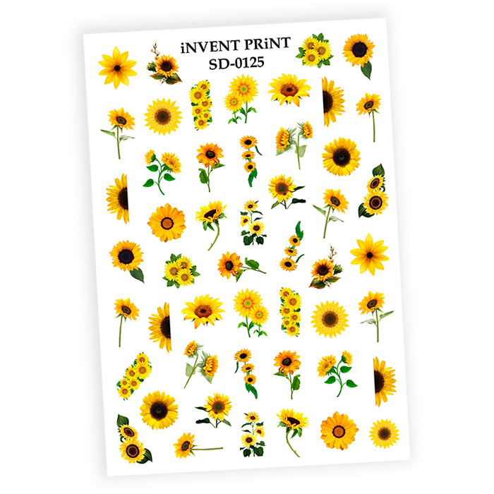 iNVENT PRiNT наклейки для ногтей, Подсолнух Цветы, WSD-125 #1