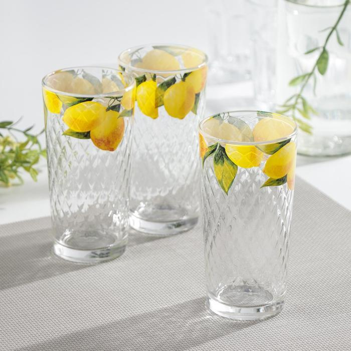 Набор стаканов Доляна "Лимоны", 230 мл, 3 шт #1