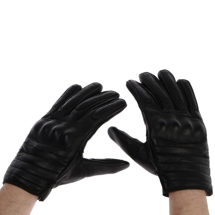 Перчатки мотоциклетные с защитными вставками, кожаные, размер XL, черные  #1