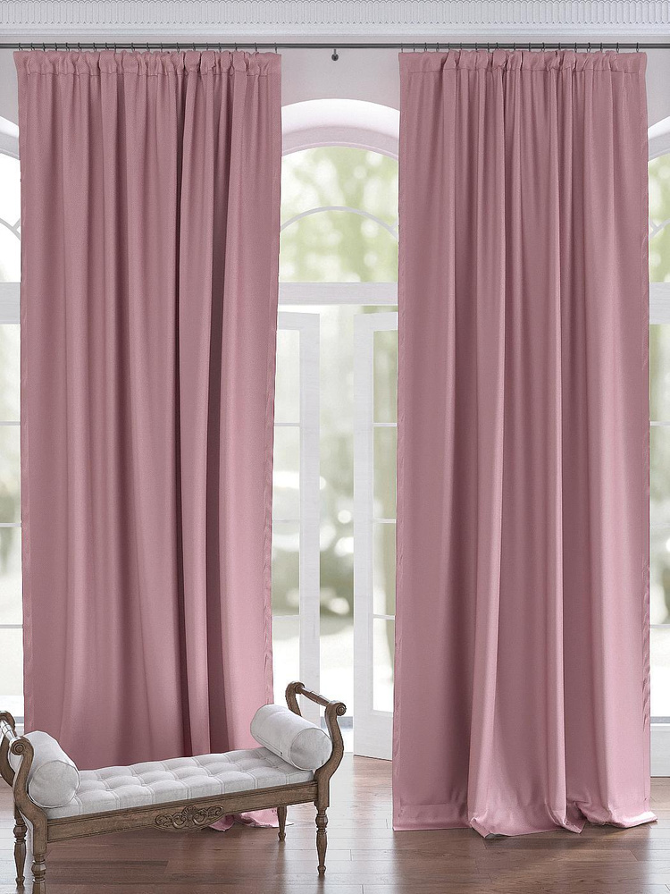 Блэкаут шторы комплект 280 высота 150 ширина HELGA Тиаго (розовый)  #1