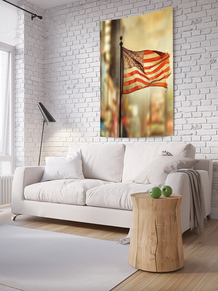 Вертикальное фотопанно на стену JoyArty "Американский флаг на фЛАГШТОКЕ", из ткани, 150х200 см  #1