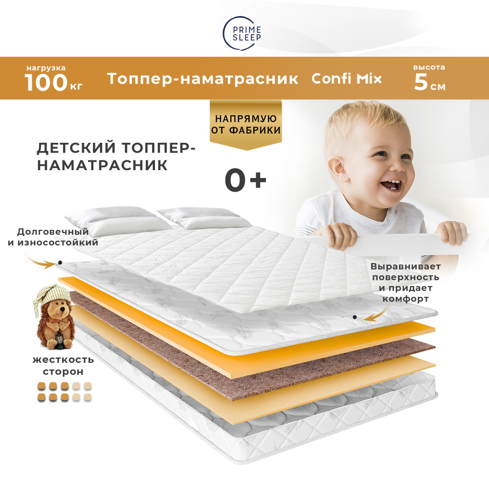 PRIME SLEEP Матрас Confi Mix, Беспружинный, 60х140 см #1