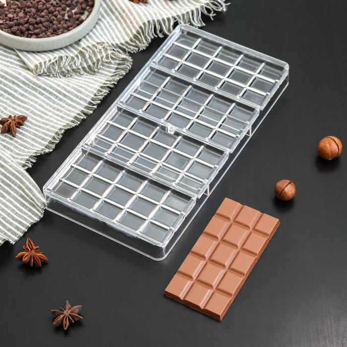 Форма для шоколада KONFINETTA "Плитка", 33х16,5х3 см, 60 ячеек, цвет прозрачный  #1
