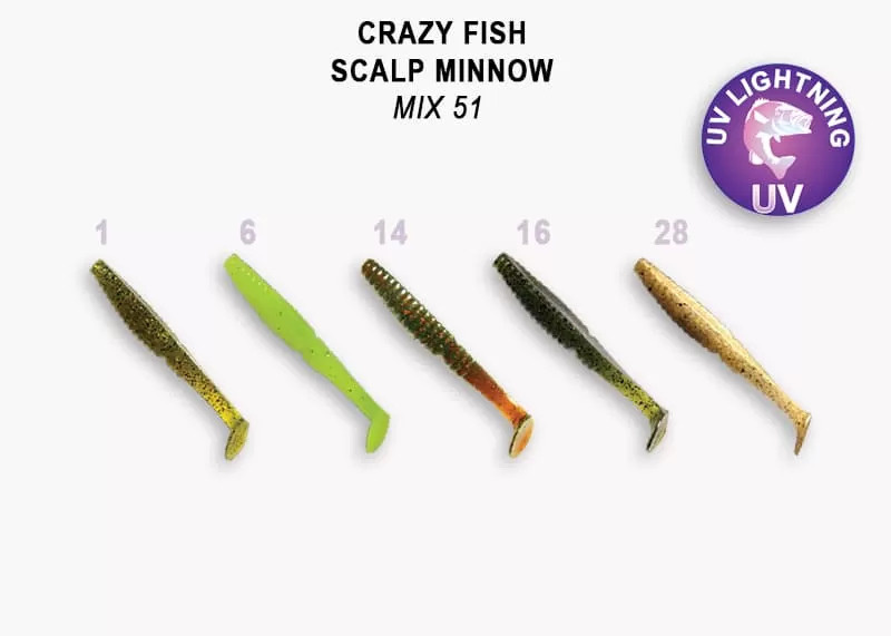 Силиконовые приманки Crazy Fish Scalp minnow 3.2" 7-80-М51-6, 5шт. #1