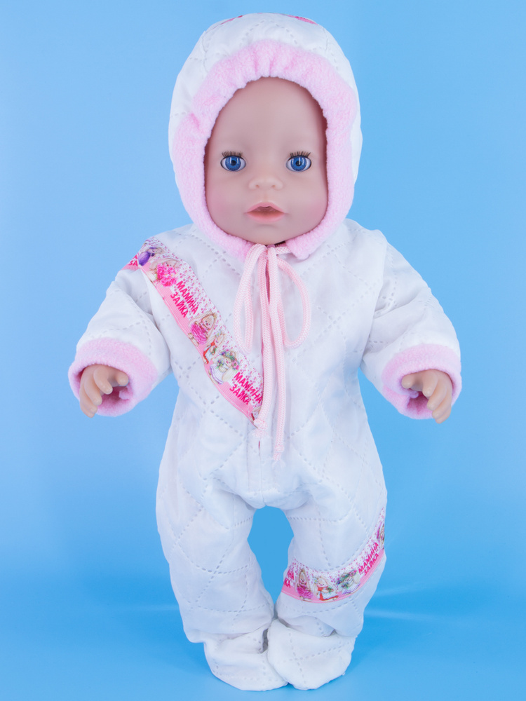 Одежда для кукол Модница Комбинезон прогулочный для пупса Беби Бон (Baby Born) 43 см белый-розовый  #1