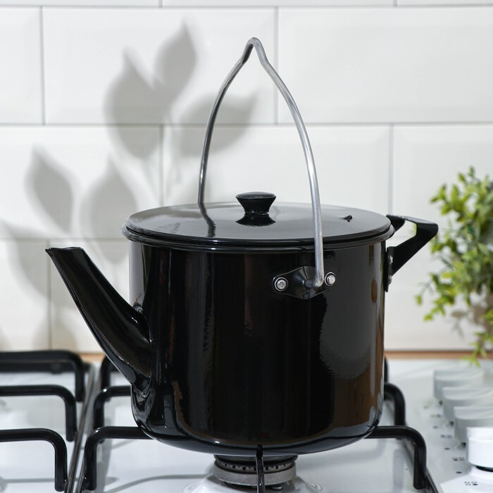 Чайник-котелок с декоративным покрытием, 2,5 л, цвет чёрный  #1