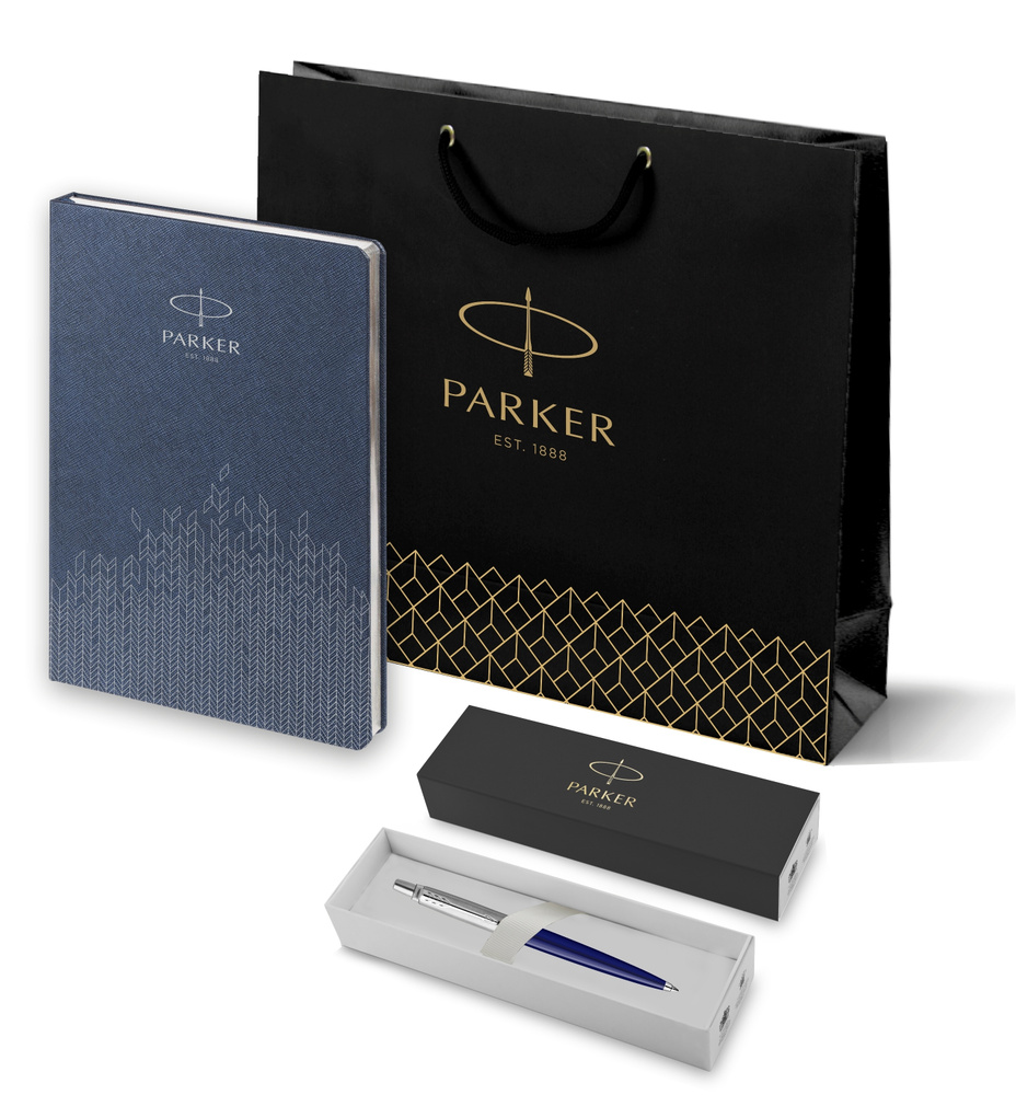 Подарочный набор: шариковая ручка Parker Jotter K60 и ежедневник недатированный, синий  #1