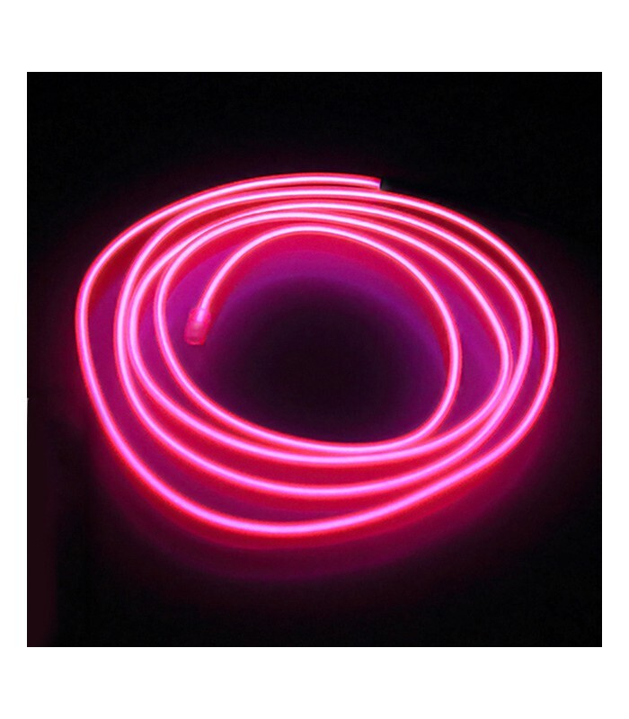Led неон втычной (EL провод) 2,3 мм, длина 5 м., с разъемом для подключения. Цвет свечения: Розовый  #1