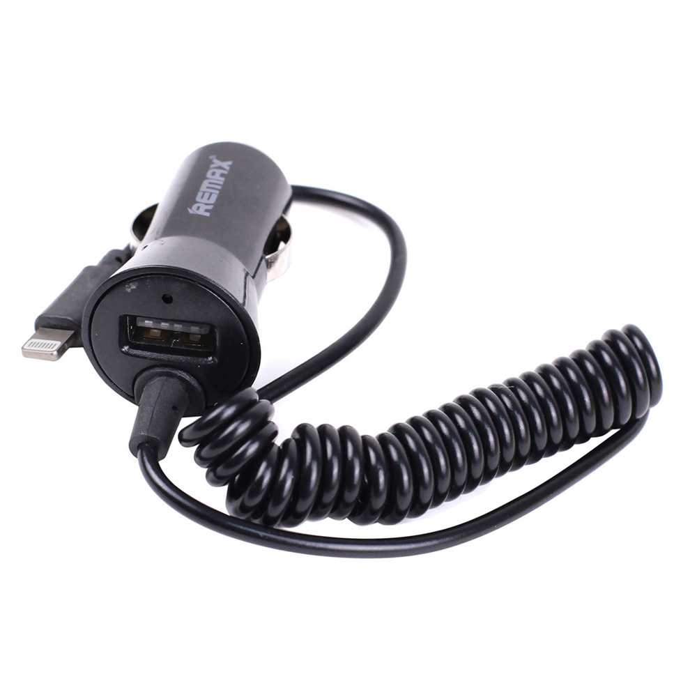 USB-адаптер в прикуриватель Remax 1*USB + провод для iPhone / Автомобильное зарядное устройство (АЗУ) #1