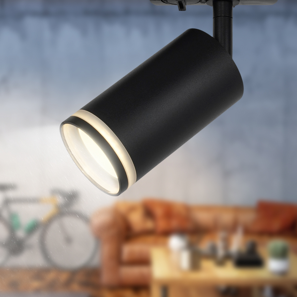 Трековый светильник ЭРА TR52-GU10 BK на шинопровод однофазный / Спот потолочный на кухню в спальню в #1