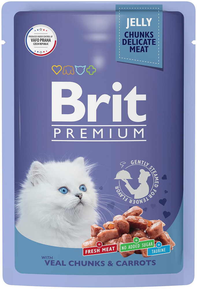 Корм Brit Premium Kitten Veal & Carrot (в желе) для котят, телятина с морковью, 85 г x 14 шт  #1