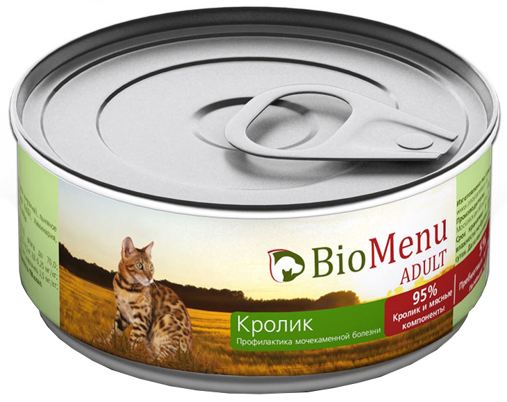 BioMenu ADULT Консервы д/кошек мясной паштет с Кроликом 95%-МЯСО 100гр x 24 шт  #1