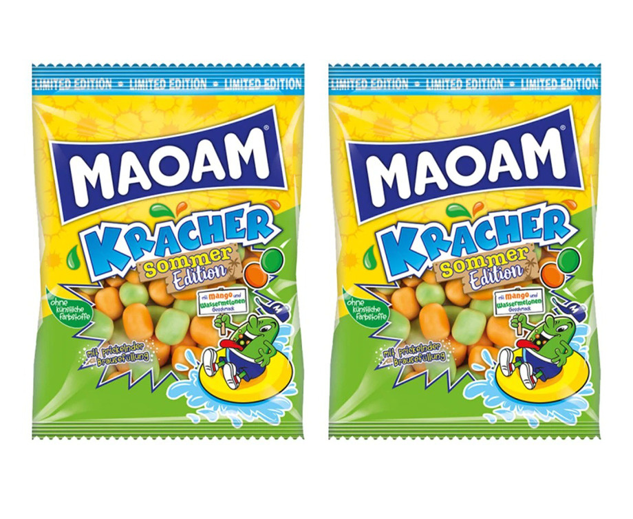 Жевательные конфеты Maoam Kracher Summer Edition со вкусом арбуза и манго 2 шт. по 200 г Германия  #1