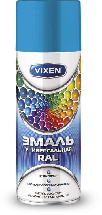 Vixen Аэрозольная краска Быстросохнущая, до 50°, Алкидная, Глянцевое покрытие, голубой  #1