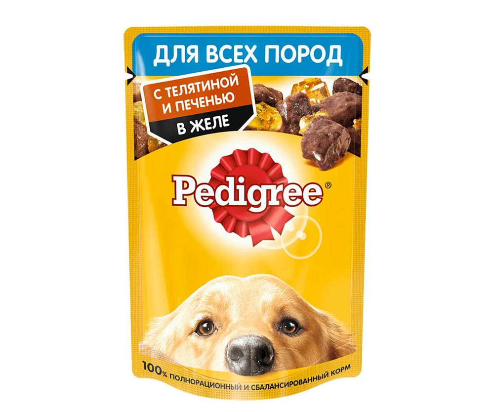 Влажный корм Pedigree для собак телятина и печень в желе 85г #1