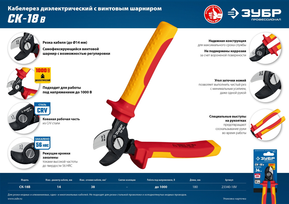 Кабелерез диэлектрический 180 мм ЗУБР #1