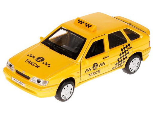 Модель Lada 2114 Samara Такси желтый 12см БЕЗ СВЕТА И ЗВУКА Технопарк металл инерция  #1