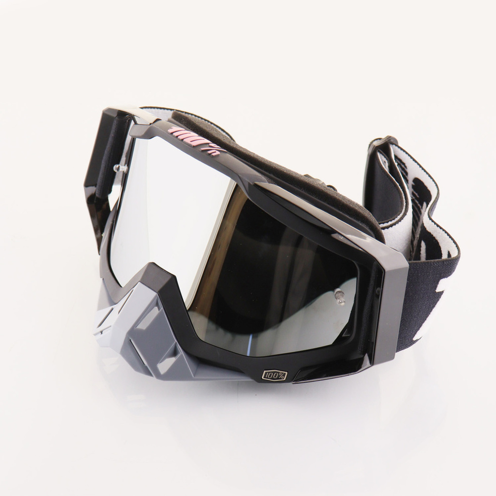 Очки защитные для мотоспорта, горнолыжного спорта, сноубординга, экстремального спорта 100% (черный-серый, #1