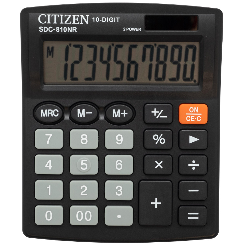 Калькулятор настольный КОМПАКТНЫЙ Citizen бух. SDC-810NR 10раз. дв.пит черн  #1