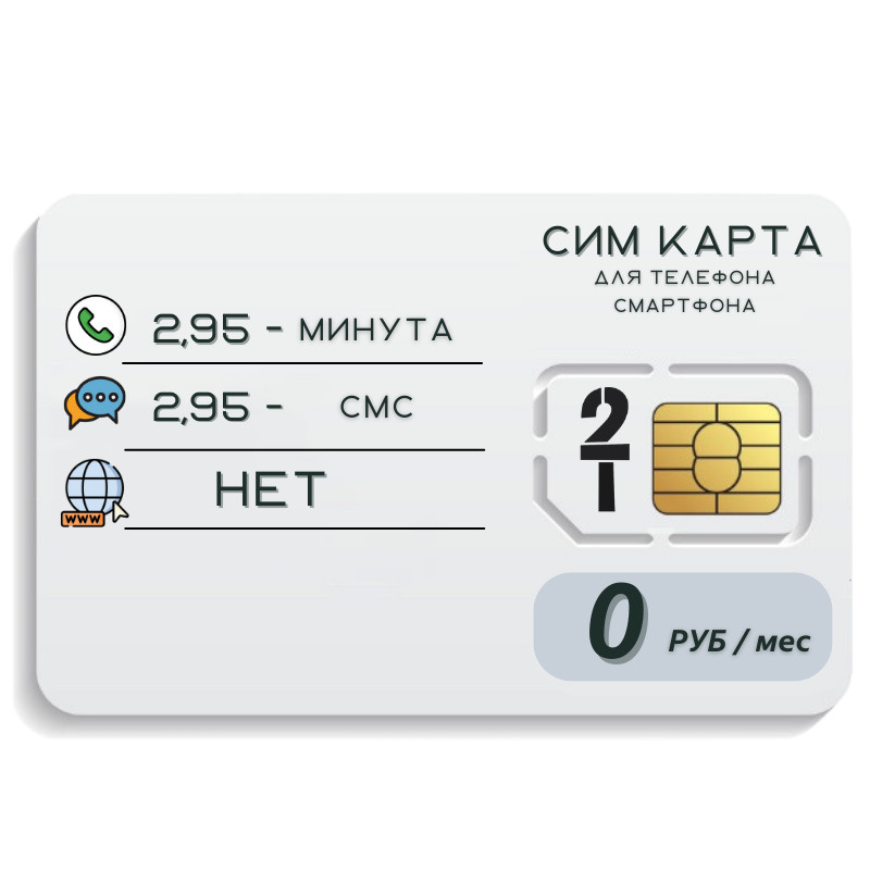 SIM-карта Сим комплект карта Без интернет Тариф 0 р в мес оплата по факту 4G LTE Unlim Sim nano micro #1