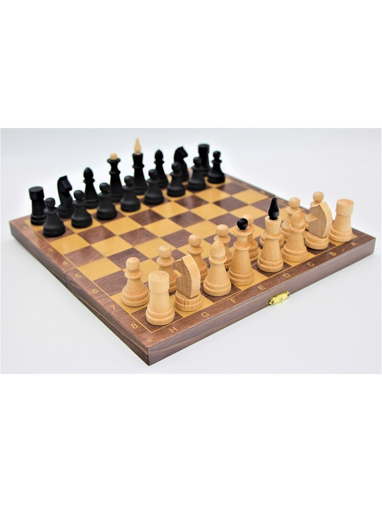 Шахматы обиходные деревянные с дорожной деревянной венге-доской (29хх15х4 см)  #1