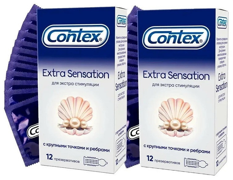 Презервативы CONTEX Extra Sensation с крупными точками и ребрами, Набор 12+12 шт.  #1