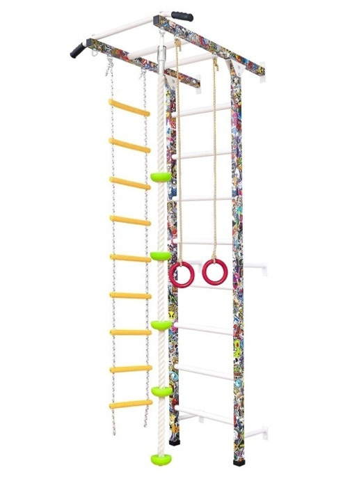 Шведская стенка с турником, веревочной лестницей, кольцами, канатом с упорами, тарзанкой (STICKERBOMB) #1