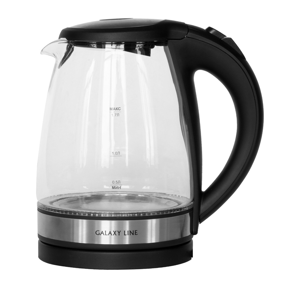 GALAXY Электрический чайник LINE GL0560, стекло/черный, черный #1