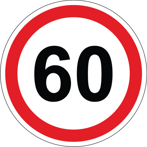 Наклейка знак на авто 60 км/ч, 15х15 см #1