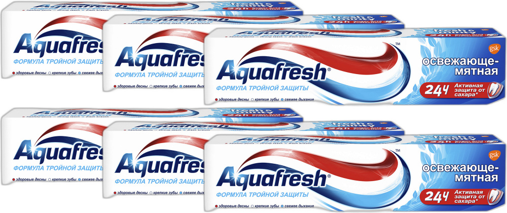 Зубная паста Aquafresh Тройная защита Освежающе-мятная, комплект: 6 упаковок по 100 мл  #1