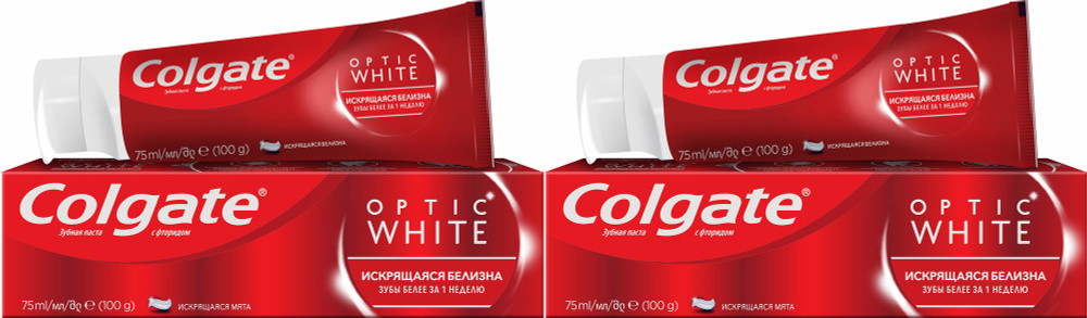 Зубная паста Colgate Optic White Искрящаяся белизна, комплект: 2 упаковки по 75 мл  #1
