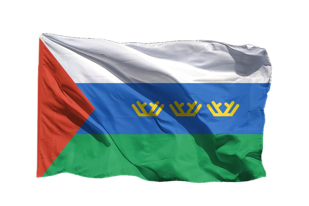 Флаг Тюменской области, на шёлке, 70х105 см для ручного древка  #1