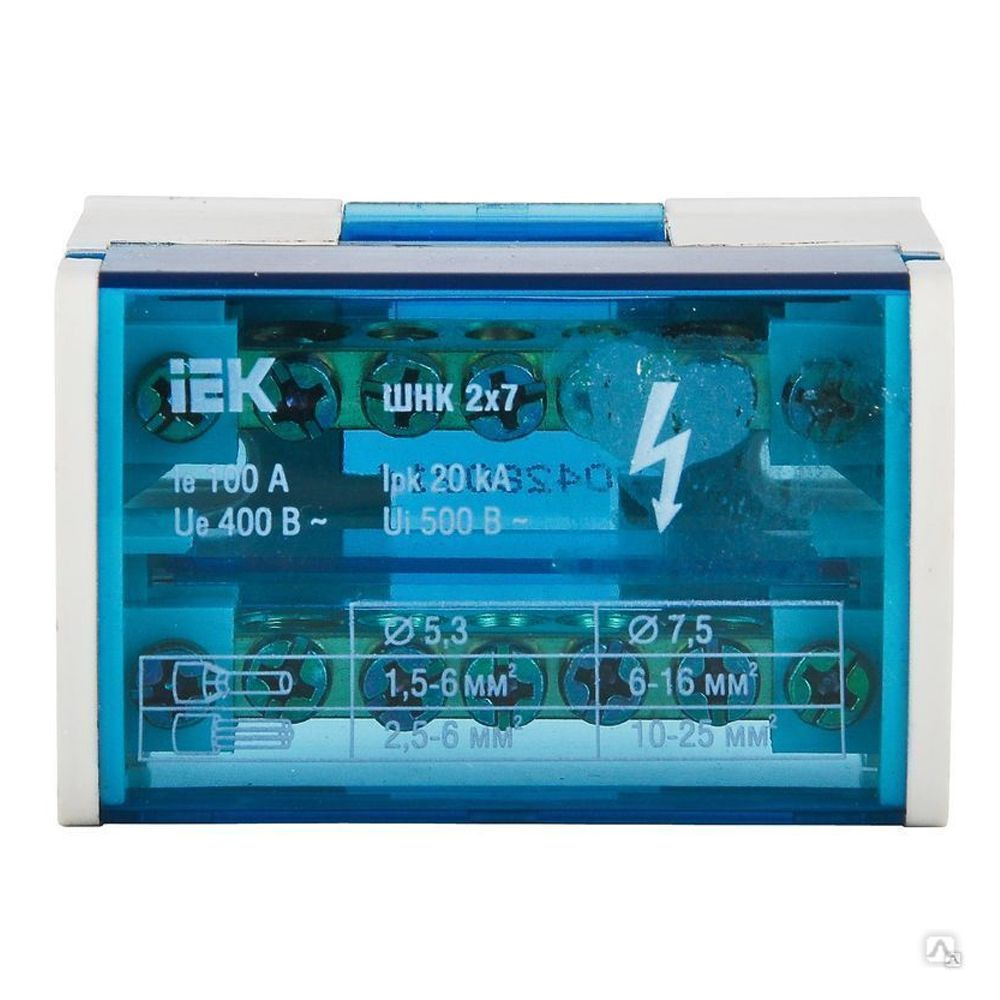 YND10-2-07-100 Шины на DIN-рейку в корпусе (кросс-модуль) ШНК 2х7 L+PEN ...