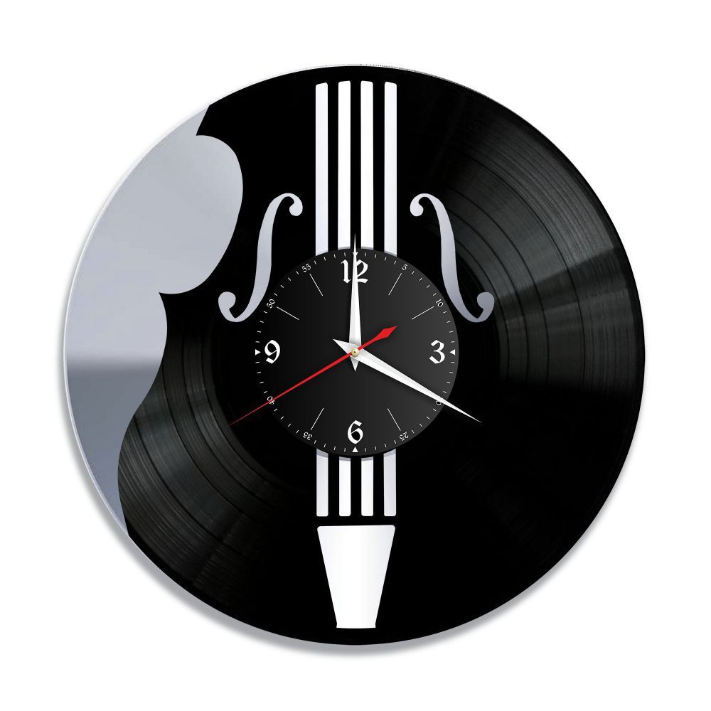 RedLaser Настенные часы "Музыка (Виолончель), серебро, из винила №26", 30 см  #1