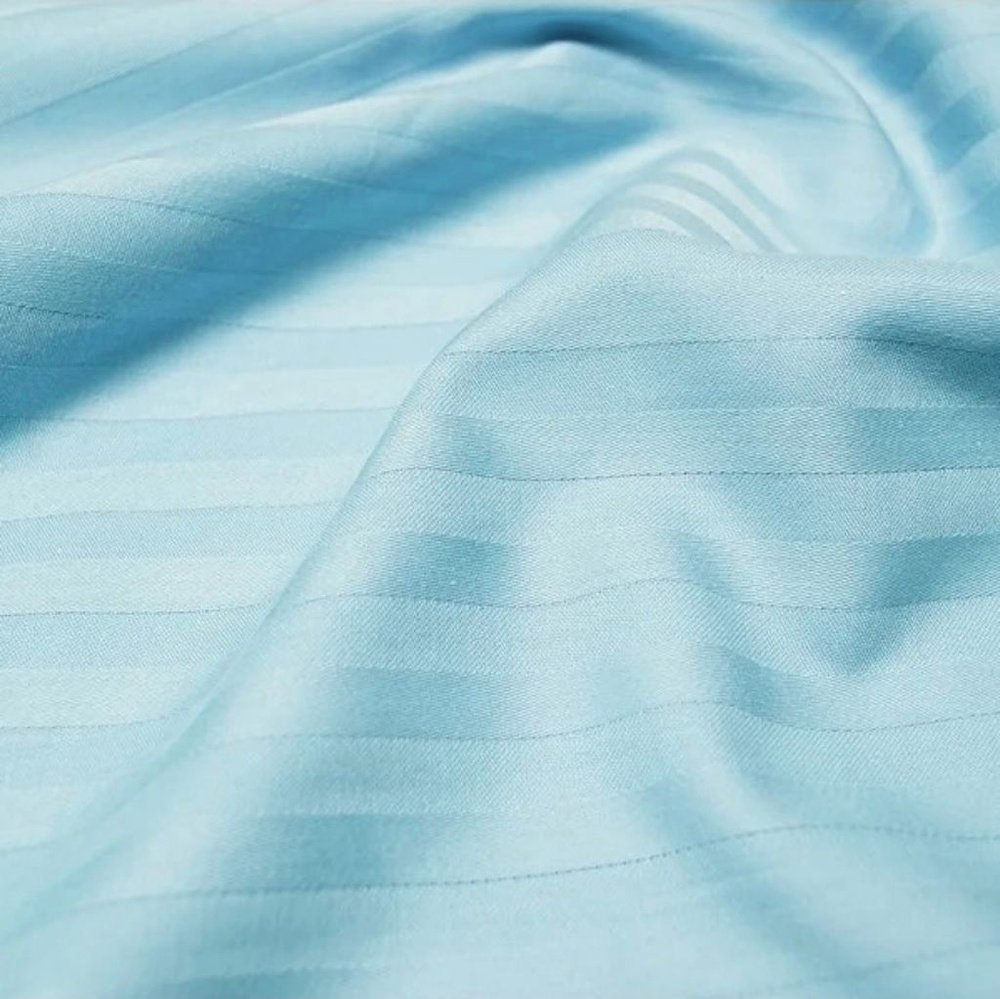 Ткань для шитья сатин страйп 100% хлопок ГОСТ 130 гр/м2, голубой, однотонная, 2,4х6 м отрез  #1