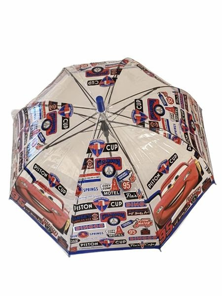 Зонт-трость прозрачный / Детский зонтик от дождя Galaxy C-511 Тачки полуавтомат (синий), складной, арт. #1