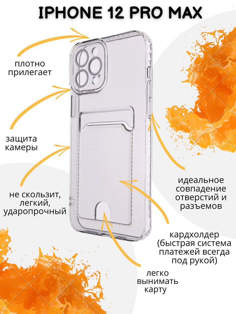 Чехол на Apple iPhone 12 Pro Max / Айфон 12 Про Макс силиконовый с кардхолдером для смартфона, с защитой #1