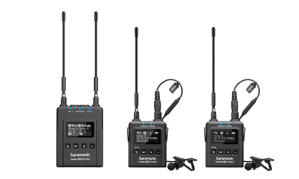 UwMic9s Kit2 Mini (RX9S+TX9S+TX9S) приемник и 2 передатчика с DK3A петличными микрофонами NEW. Уцененный #1