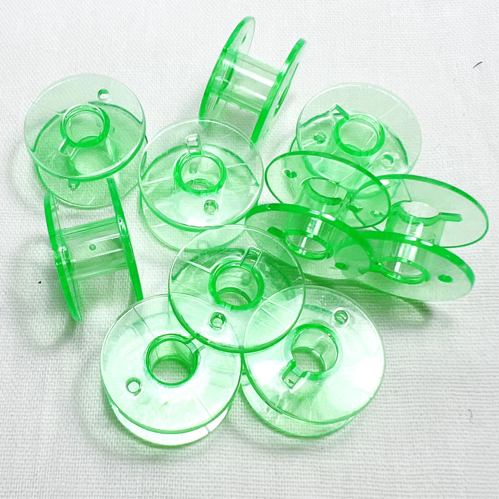Шпульки пластиковые прозрачные зеленые для бытовых швейных машин Brother, Janome, Singer 10шт.  #1