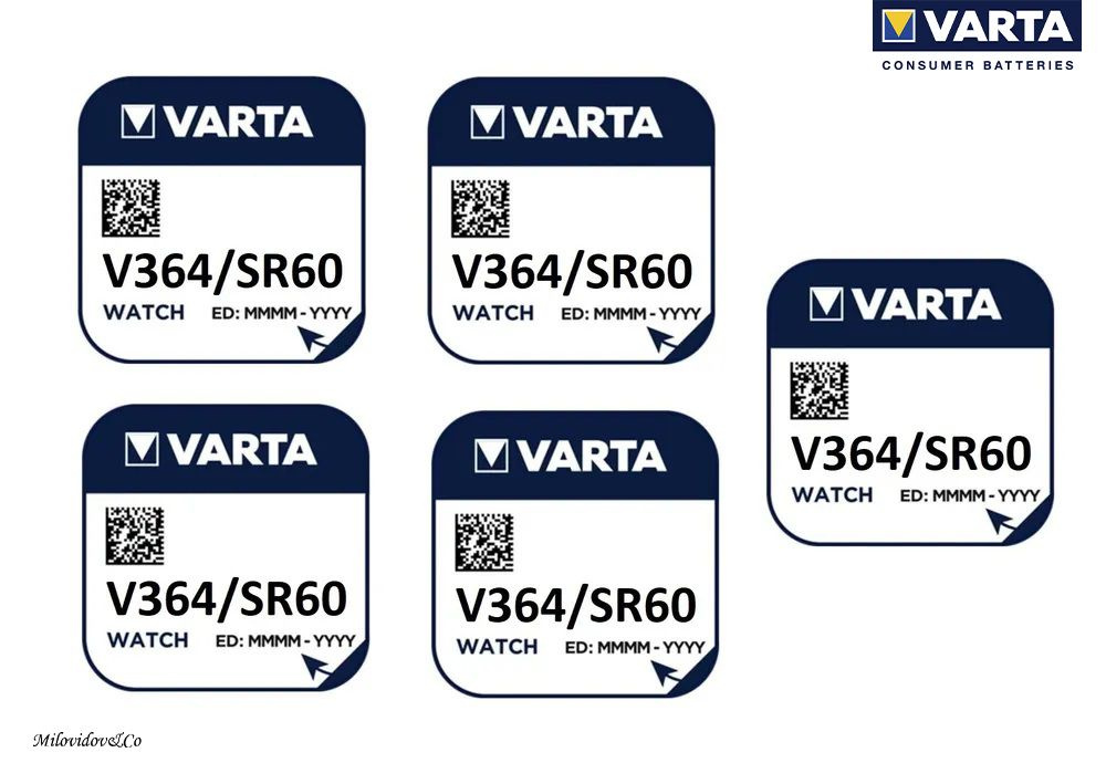 Varta Батарейка 364 (SR60, SR621,SR621SW), Оксид-серебряный тип, 1,55 В, 5 шт  #1