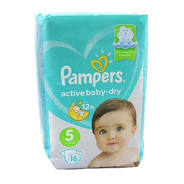 Подгузники Pampers Active Baby-dry 5 размер, для малышей от 11 до 16 кг, 16 штук  #1