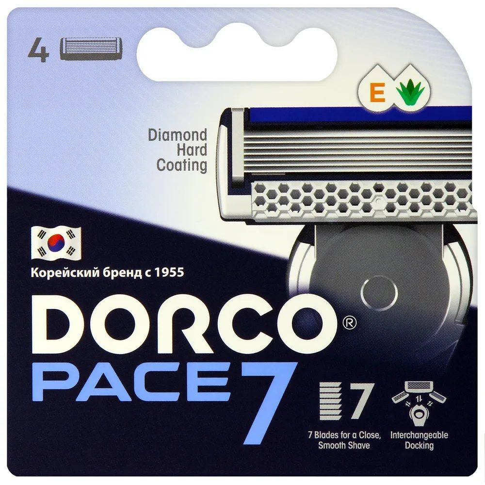 Dorco Сменные кассеты PACE7, 7-лезвийные, крепление PACE, увл.полоса (4 сменные кассеты)  #1